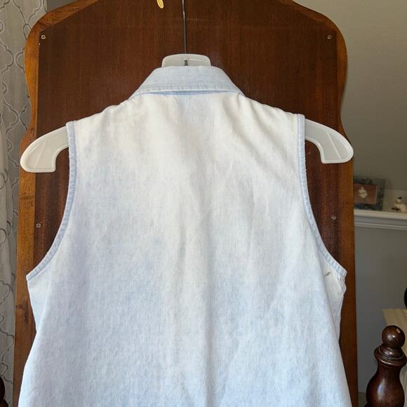 Vintage SGT. Leisure Embroidered Kona Sleeveless Denim Shirt Top USA medium - Picture 7 of 9